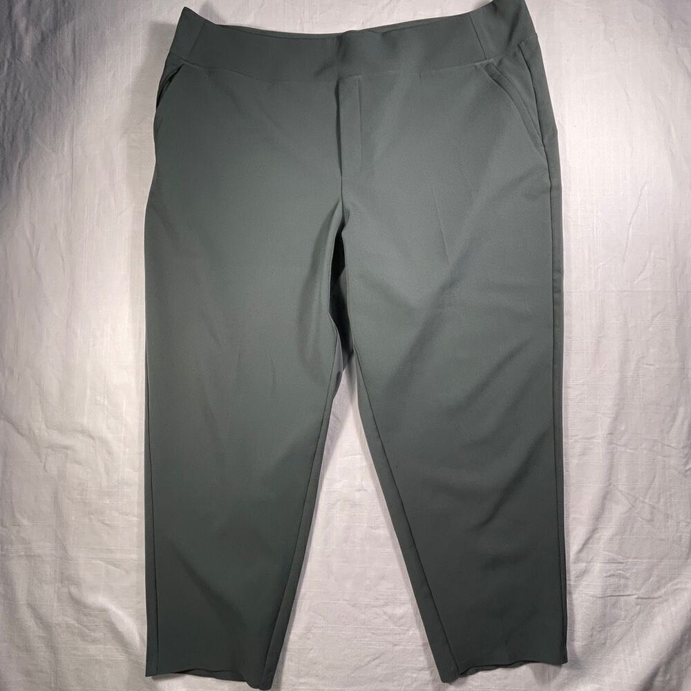 Athleta Green Pull On Straight Leg Stretch Trousers Endless Pants Size 20